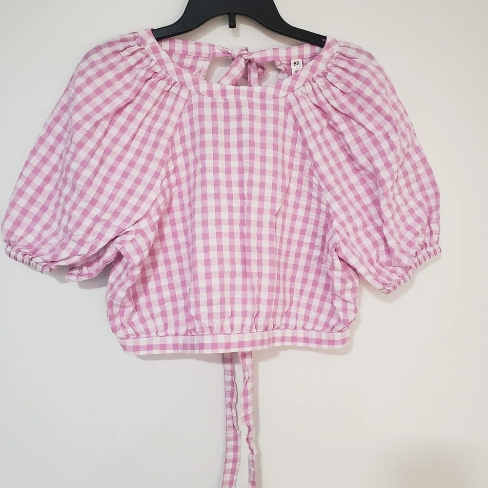 BP Gingham Open Back Crop Top - Picture 1 of 8